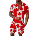 thumbnail image 5 of Men's Fashion Suit Two Suits Canada Day Shirt And Shorts Zipper Top, 5 of 5