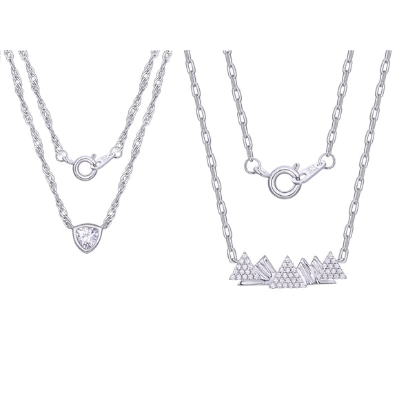 Fine Silver Plated Double Necklace Set with Simulated Diamonds Adult