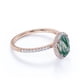 thumbnail image 5 of JeenMata Anillo de Compromiso de 1,50 Quilates con Halo Pavé de Moissanita y Ágata Verde Musgo Dendrítica Blanca Lechosa Natural Ovalada de 4 Puntas en Baño de Oro Rosa de 18 K sobre Plata, 5 of 6