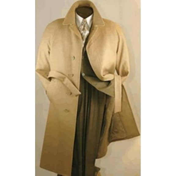 Camel Color Mens Full Length Wool Overcoat Belted Wool Overcoat