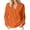 Orange, variant on cocolona Womens Button Down Solid Color Sweatshirt V Neck Long Sleeve Cinched Hem Pullover Tops with Pocket