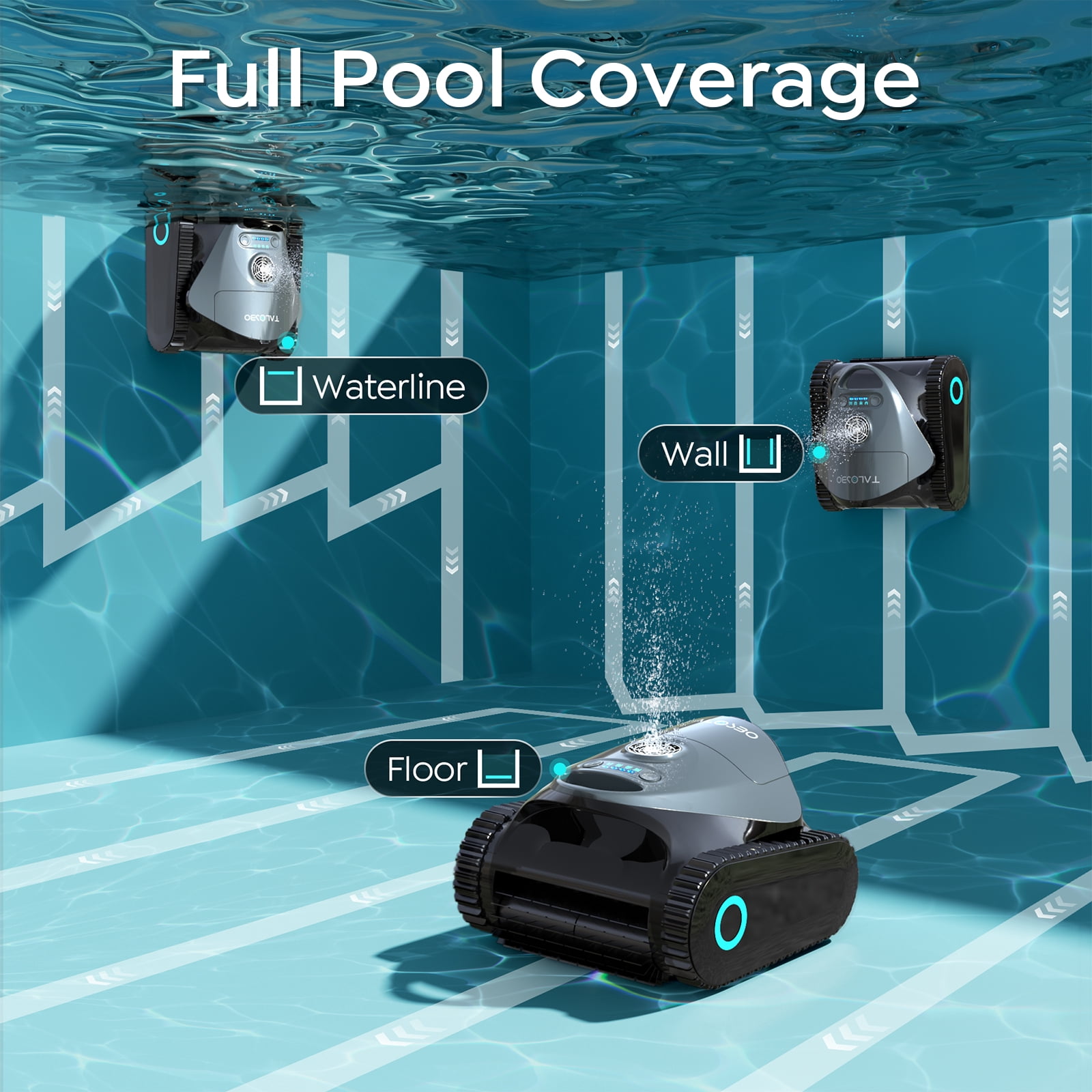 (2026 new)Talosbo C1 Cordless Robotic Pool Vacuum Cleaner with Wall &Waterline Cleaning, for Inground Pools Up to 1615 sq.ft, 180 Min,Dual Filtration, Smart Navigation, App Support