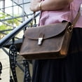 thumbnail image 6 of Komal's Passion Leather 10" Women's Leather Purse Satchel Handbag Tote Bag (Distressed Tan), 6 of 7