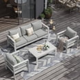 thumbnail image 4 of ECOPATIO Aluminum Patio Furniture Set, 6 Pcs Metal Modern Outdoor Sofa Sets, Outdoor Sectional Patio Conversation Set with Coffee Table for Backyard, Poolside, White (Included Waterproof Covers), 4 of 10
