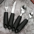 thumbnail image 4 of 1 Set Adaptive Utensils for Elderly with Hanging Hole for Home Use Durable Black, 4 of 8