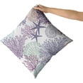 thumbnail image 4 of Ocean Coral Pillow Covers 20x20 Inch Nautical Coastal Throw Pillows Set of 2 Beach Seashell Starfish Pillow Case Soft Cotton Square Cushion Covers for Home Couch Sofa Patio Bedroom, Purple, 4 of 6