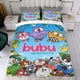 thumbnail image 4 of Bubu y los Pequeños Búhos Conjunto de sábanas temático, trío de piezas, cómodo y amigable con la piel, diseño único, regalo de decoración para el hogar para familiares, amigos y fans,173cm *218cm, 4 of 6