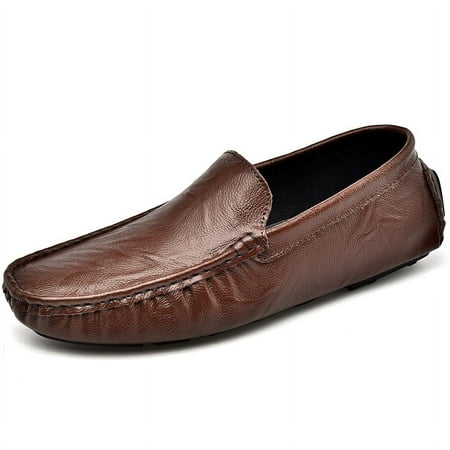 Men s Casual Loafers Slip On Leather Shoes Comfortable Driving Shoes Male Moccasins Classic Penny Loafer Flats Boat Shoes