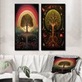 thumbnail image 1 of Designart "Rainbow Tree of Life Retro Illustration" Landscape Trees Framed Wall Art Set Of 2 - Traditional Green Framed Canvas Set For Living Room Decor, 1 of 6