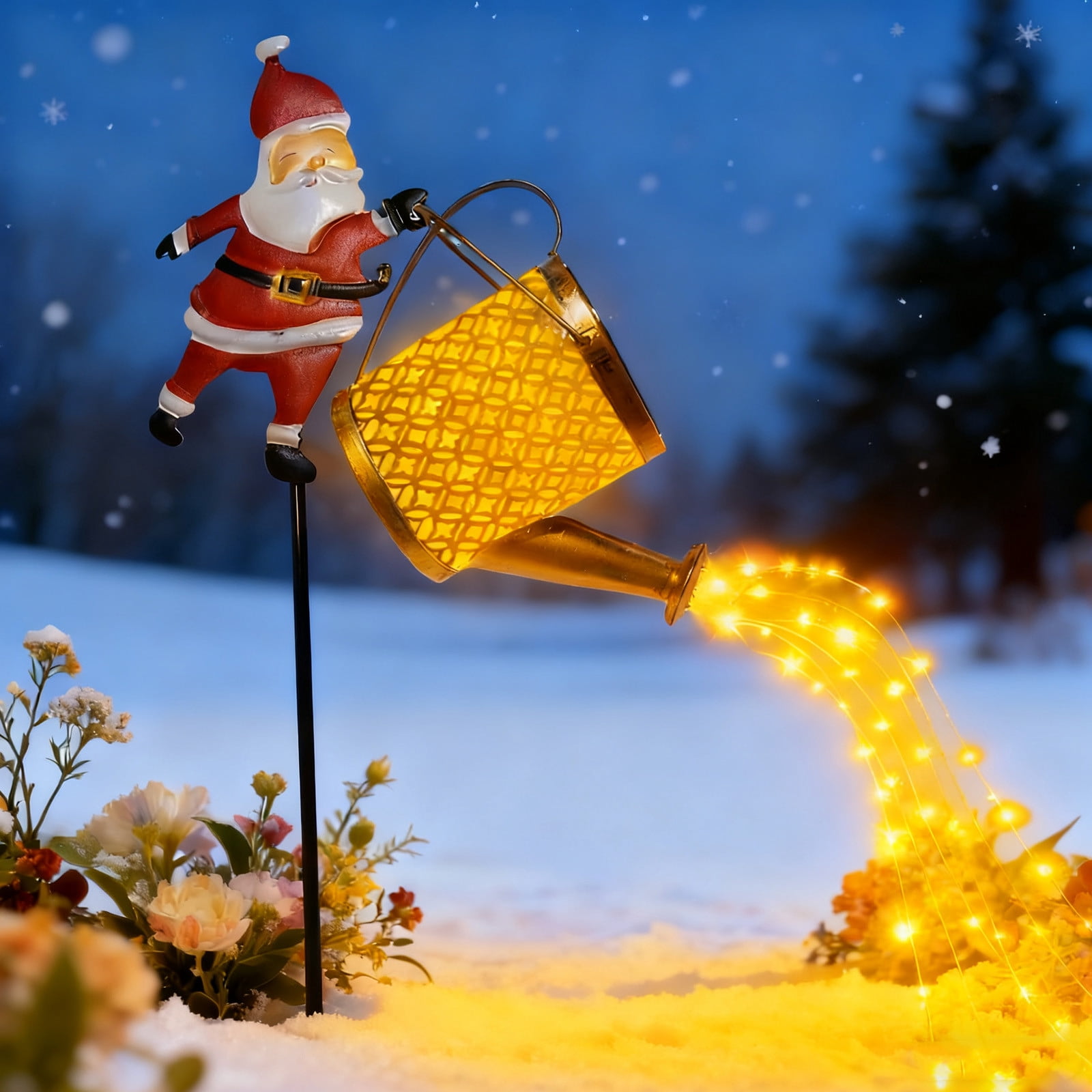 Vggrvlo Christmas Claus Solar Kettle Lights Waterproof Landscape LED Lights with Lantern Light Outdoor Decorations for Patio Best Christmas Gift
