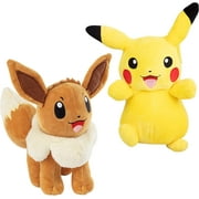Pokemon 8" Eevee & Pikachu Plush, 2-Pack - Let's Go Starters - Officially Licensed - Quality Soft Collectible Stuffed Animal Toy Figures - Gift for Kids, Boys, Girls - 2+