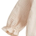 thumbnail image 5 of Hessimy Newborn Baby Girl Summer Outfit Bow Smocked Bubble Romper Doll Collar Plaid Bodysuit Fly Sleeve Jumpsuit Clothes(Beige, 5 of 7