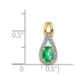 thumbnail image 4 of Finest Gold 14K Yellow Gold Teardrop Diamond & Oval Emerald Pendant, 4 of 4