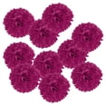thumbnail image 1 of Uxcell 6" Pompones de Papel Duraderos para Decoración de Fiestas de Boda Fucsia 10 Paquete, 1 of 6