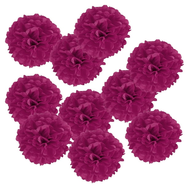 Uxcell 6" Pompones de Papel Duraderos para Decoración de Fiestas de Boda Fucsia 10 Paquete