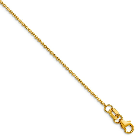 14k Yellow Gold Polished 1.1mm Solid Sparkle-Cut Cable Chain Necklace 20 Inch Chain Necklace for Women and Men
