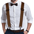 thumbnail image 7 of Buyless Fashion Mens Suspenders - 48" Elastic Adjustable Heavy Duty 2" Wide - X Back With Black Hooks - 5140-Camel, 7 of 7