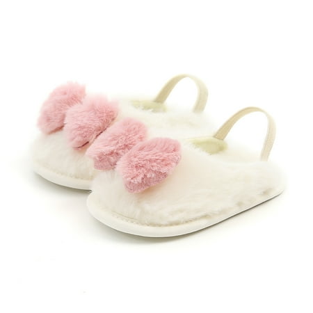 

Youweixiong Infant Baby Prewalker Warm Booties Non-Slip Newborn Crib Footwear Soft Sole Fleece Girls Winter Plush Slippers Shoes