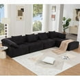 thumbnail image 4 of Modern L Shaped Chenille Sectional Sofa 142" with 5-Piece Configurability and Convertible Bed, 4 of 25