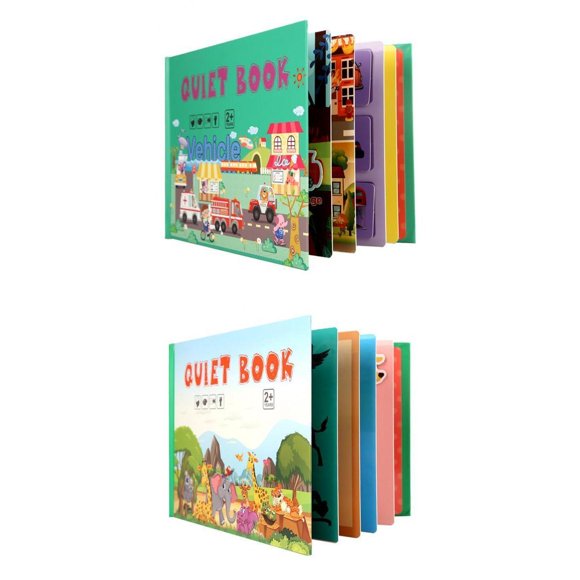 2 Piezas de Libro Ocupado de Aprendizaje, Juguetes Montessori de Libro Silencioso Sensorial, Libro de de Aprendizaje Y Bási