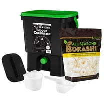 All Seasons Indoor Composting Kit, 4.4 Gallon Black Composting Bin with Bokashi Compost Starter