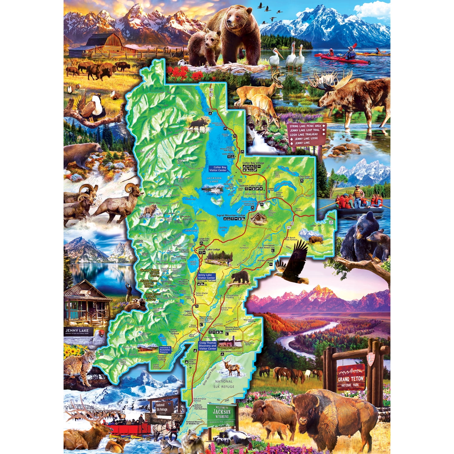MasterPieces Puzzle 1000 Pezzi National Parks Vintage Collage, 48,9x68,9 Cm, Per Adulti, Riciclato - 2