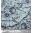 thumbnail image 1 of Soimoi Cotton Cambric Fabric Leaves,Floral & Passion Fruits Printed Fabric 1 Yard 56 Inch Wide, 1 of 1