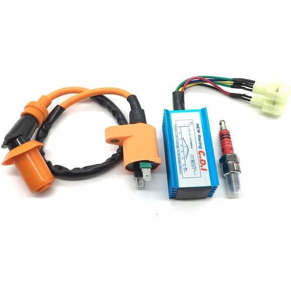High Performance Motorcycle Racing 6pin CDI Ignition Coil Spark Plug Set Fit for Gy6 150cc 125cc 50cc 4-stroke Engines Scooter ATV Go Kart Moped Quad Pit Dirt Bike Cart