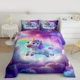 thumbnail image 2 of Castle Fairy Cute Animal Unicorn Bedding Comforter Set 2pcs for Preppy Children Kids,Dreamy Princess Twin Comforter Sets Microfiber,Kawaii Rainbow Breathable Bedding Set,Breathable Home Decor, 2 of 8