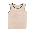 thumbnail image 5 of Wyobmus Womens Satin Tank Tops Soft Ice Silk Chiffon Blouse Crew Neck Sleeveless Camisole Shirt Contrast Trim Basic Summer Shirt M-4X Beige, 5 of 5
