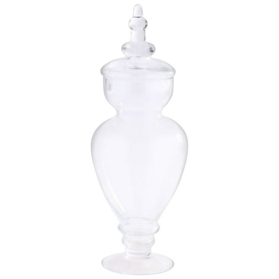 CC Home Furnishings 15" Clear Hand Blown Glass Jar with Finial Lid