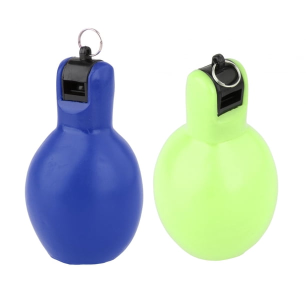 2 silbato deportivo de mano, silbato manual fuerte para senderismo, supervivencia en interiores Verde y azul
