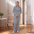 thumbnail image 4 of Conjunto de Dos Piezas para Mujer, Pantalón Deportivo de Pierna , Media Cremallera, Larga y Cuello en V. Gris M, 4 of 6