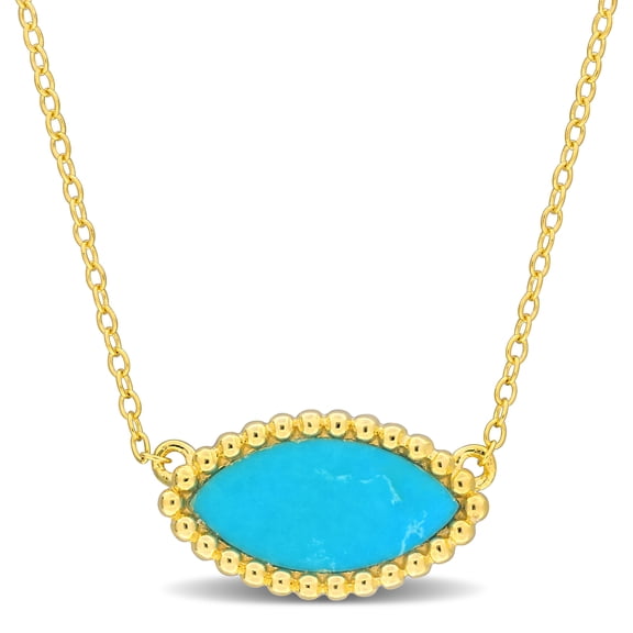 Everly Women's 3ct TGW Created Turquoise Yellow Silver Beaded Halo Necklace