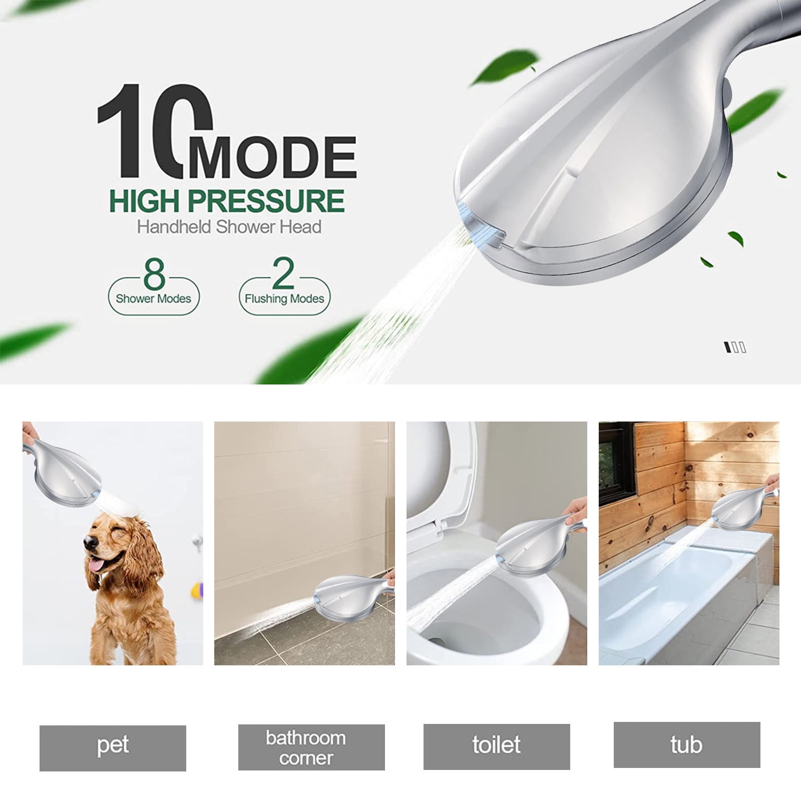 Filtered Hard Water Showerhead With 10 Medium Patterns Back Outlet Sprayer Showerwater Sprayer Handheld Shower Set
