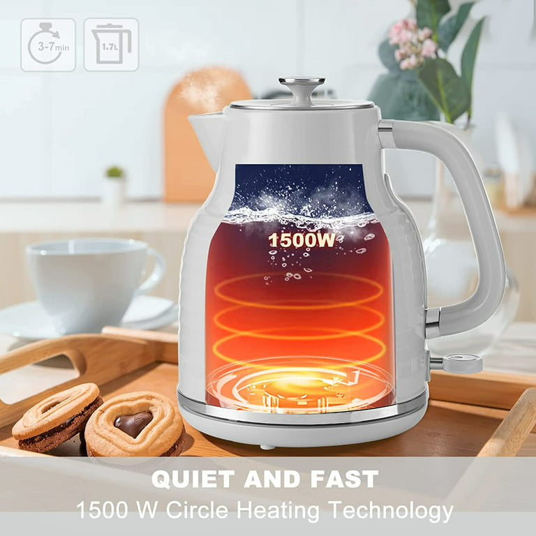 Electric Kettle 1.7L Glass Kettle with LED Indicator Lights, Fast Boil Tea  Electric Kettle with Auto Shut-Off & Boil-Dry Protection, Stainless Steel