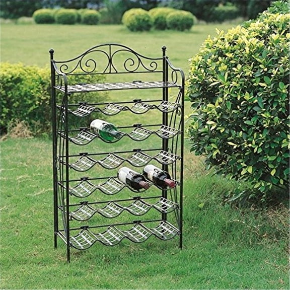 International Caravan Iron 24-Bottle Wine Rack-Color:Antique Black