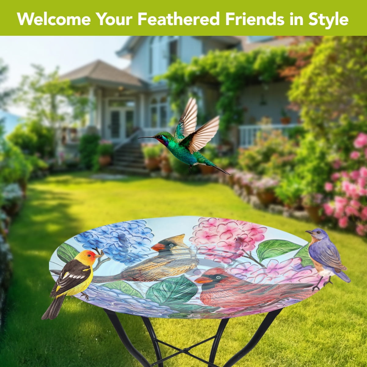 Briarwood Lane Perched Cardinals Glass Birdbath