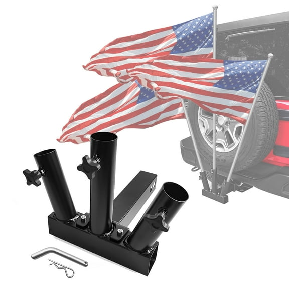 Hitch Mount 3 Flag Pole Holder Three-Headed flagpole Universal for Standard 2 inch Receiver fit for Truck SUV RV Pickup