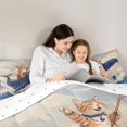 thumbnail image 4 of Castle Fairy Retro Cat Riding Whale 7-Piece Twin Bedding,Wave Mountain Kitten Art Bedding Comforter Set,Sky Cream,Reversible, 4 of 7