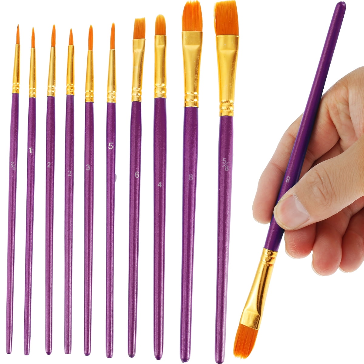 Yous Auto 10pcs Paint Brushes Set w/10 Kinds Sizes Brush Tip Art Brush