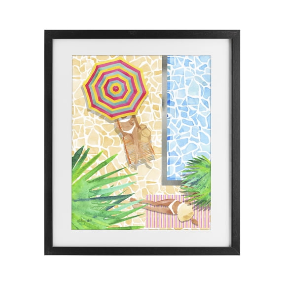 Stupell Industries Coastal Poolside Chill Duo Black Framed Print Under Glass, 13 x 16, by Hillary Holt