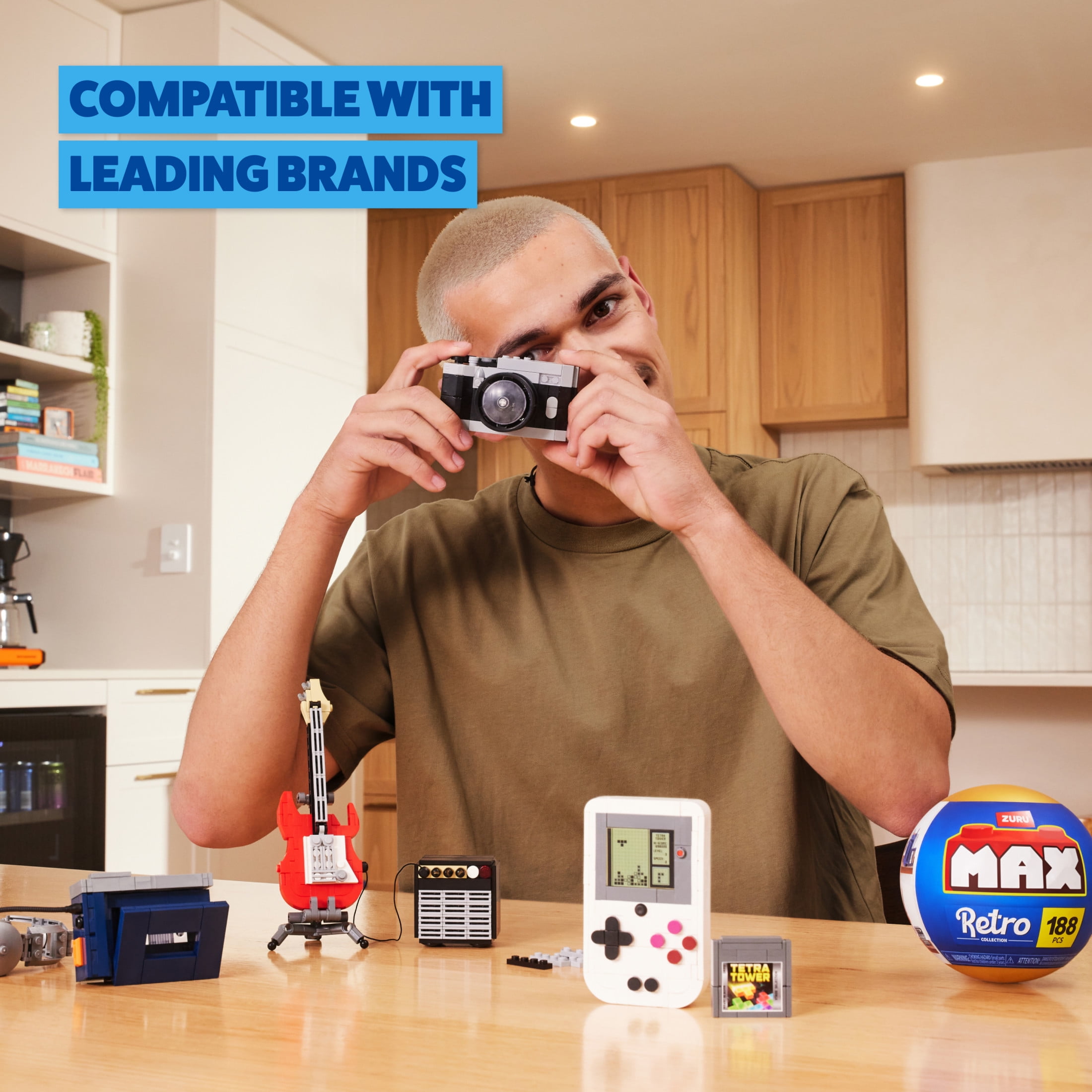 MAX Build More Premium Retro Series 2 (Camera) by ZURU – Novelty Unboxing Toy & Building Brick Collectible Minis with up to 188 Pieces, Retro Designs to Build & Display, Ages 8+, Kids, Teens & Adults.