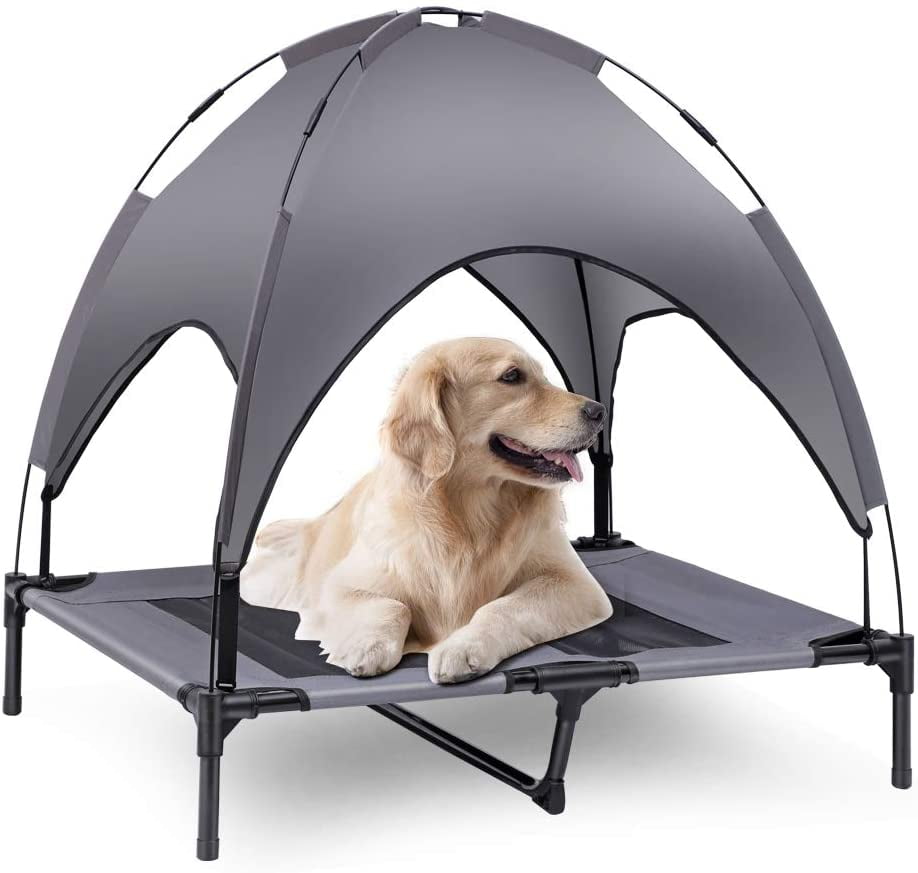 Manta USA Elevated Dog Bed with Canopy, Outdoor Dog Bed ...