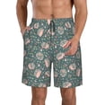 thumbnail image 2 of Uemuo Hedgehogs and Flowers Pattern Men's Swim Trunks Hawaiian Beach Bathing Suit Swimsuits Beach Quick-Dry Shorts with Pockets-Large, 2 of 9
