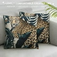 thumbnail image 3 of PRATYUS   Square Throw Pillow Covers Cheetah Palm Leaves Jungles Wild Animals Fantastic Invisible Zipper Pillow Cover for Bedroom Sofa Coffee Shop Decoration White, 3 of 5