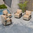 thumbnail image 3 of COOS BAY Rustic Hideaway 4 PCS Outdoor Swivel Rocker, Patio Wicker Rocking Chair for Patio, Outdoor Balcony, Beige/Tan, 3 of 10