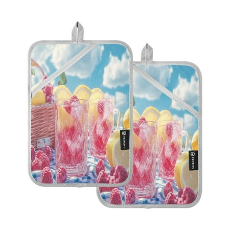 

BZSMCE Pot Holder Oven Mitts Cooking Baking Raspberry Lemonade Summer Drink Creative Pattern Size:7x9.8in