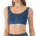 thumbnail image 3 of Women'S Slim Cropped Denim Vest Stretchy Scoop Neck Pullover Jean Sports Bra Tank Top Deep Blue XL, 3 of 9