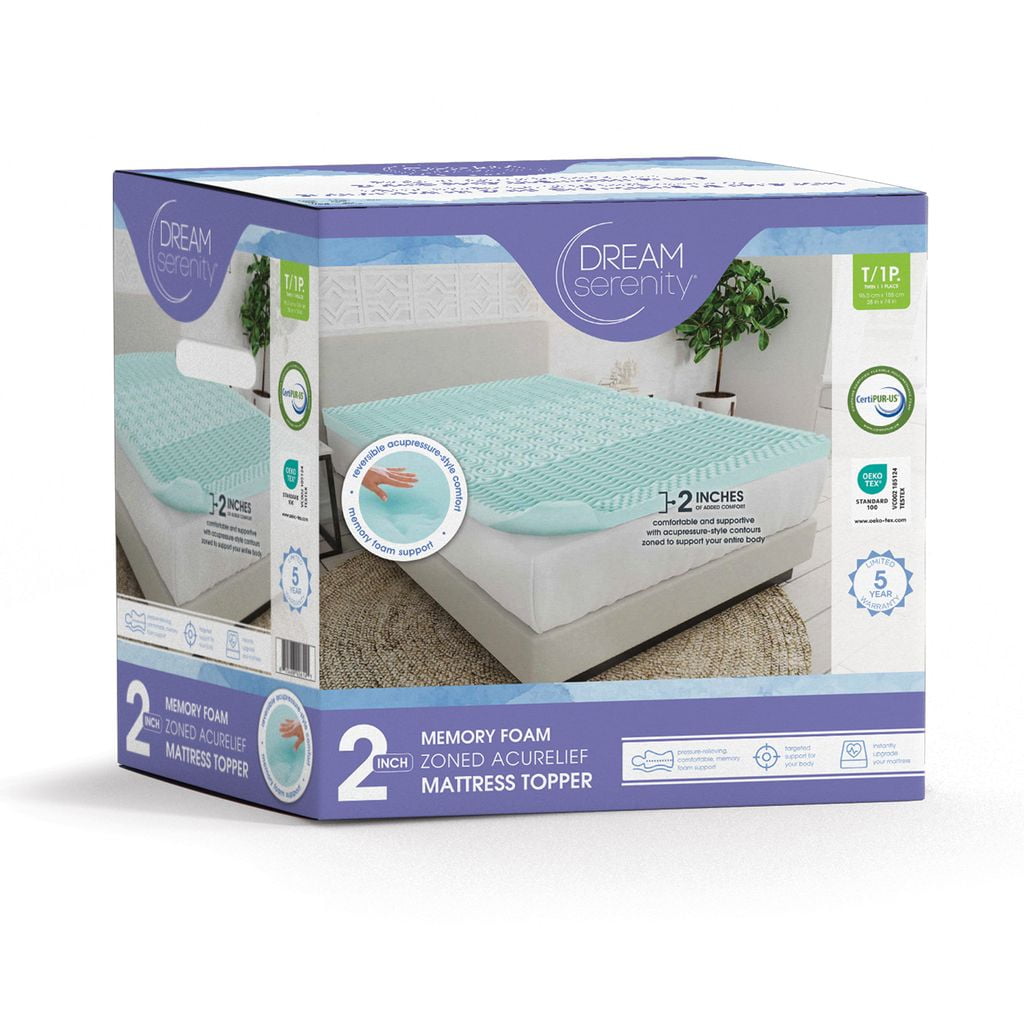 Dream Serenity® 2-Inch Memory Foam AcuRelief Zoned Memory Foam Mattress Topper - D